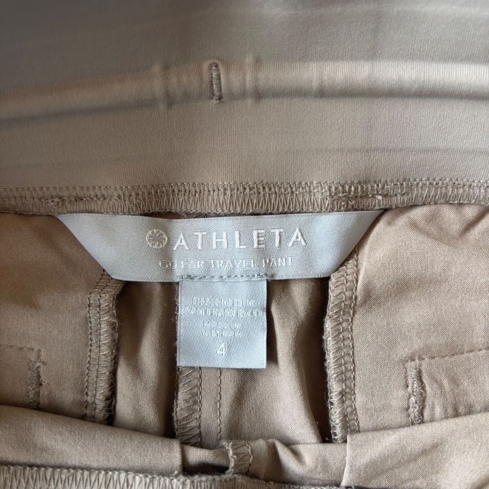 Athleta Go Far Travel Pant Tan Khaki Jogger Cargo Pockets 566665-01 Womens 4 - Picture 4 of 9